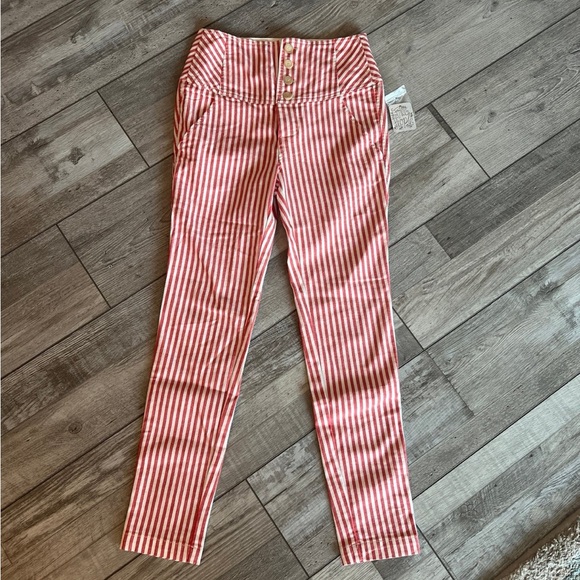Free People Pants - Free People Frankie Red/White Striped Pants NWT